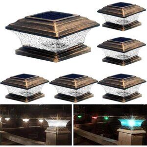 Solar Post Cap Lights Outdoor LED Lighting Deck Fence Cap Light 9 Light Modes